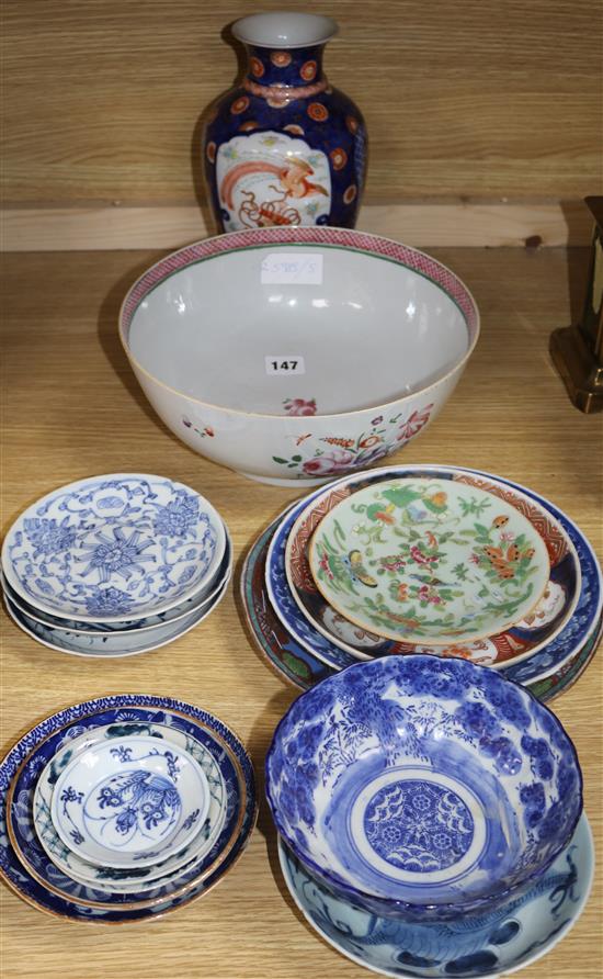 A quantity of Oriental blue and white ceramics